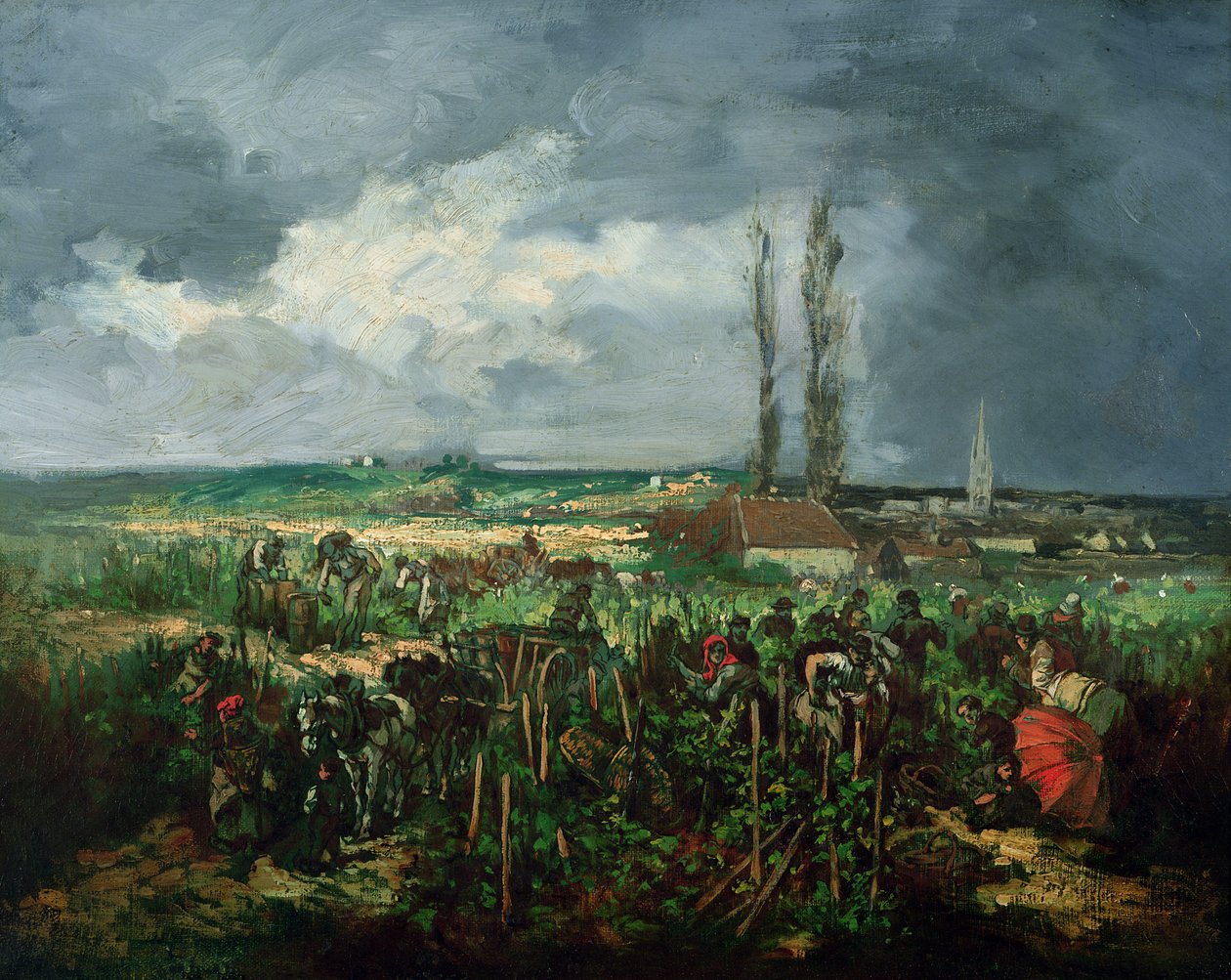 Sklizeň hroznů v Argenteuil, 1875 od Rene Charles Louise Debreaux