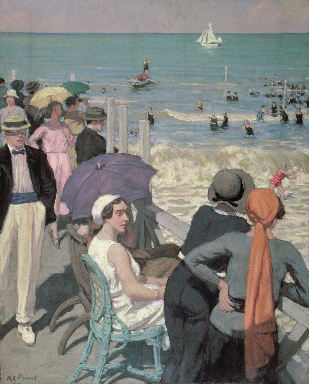 Čas koupání v Cabourgu (olej na plátně) od René François Xavier Prinet