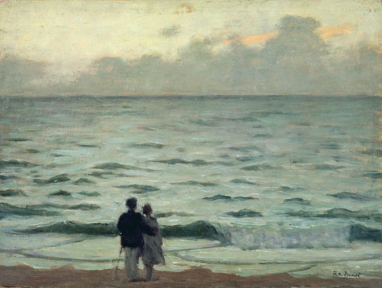 Závan větru, Západ slunce v Cabourgu, kolem roku 1937 (olej na panelu) od René François Xavier Prinet