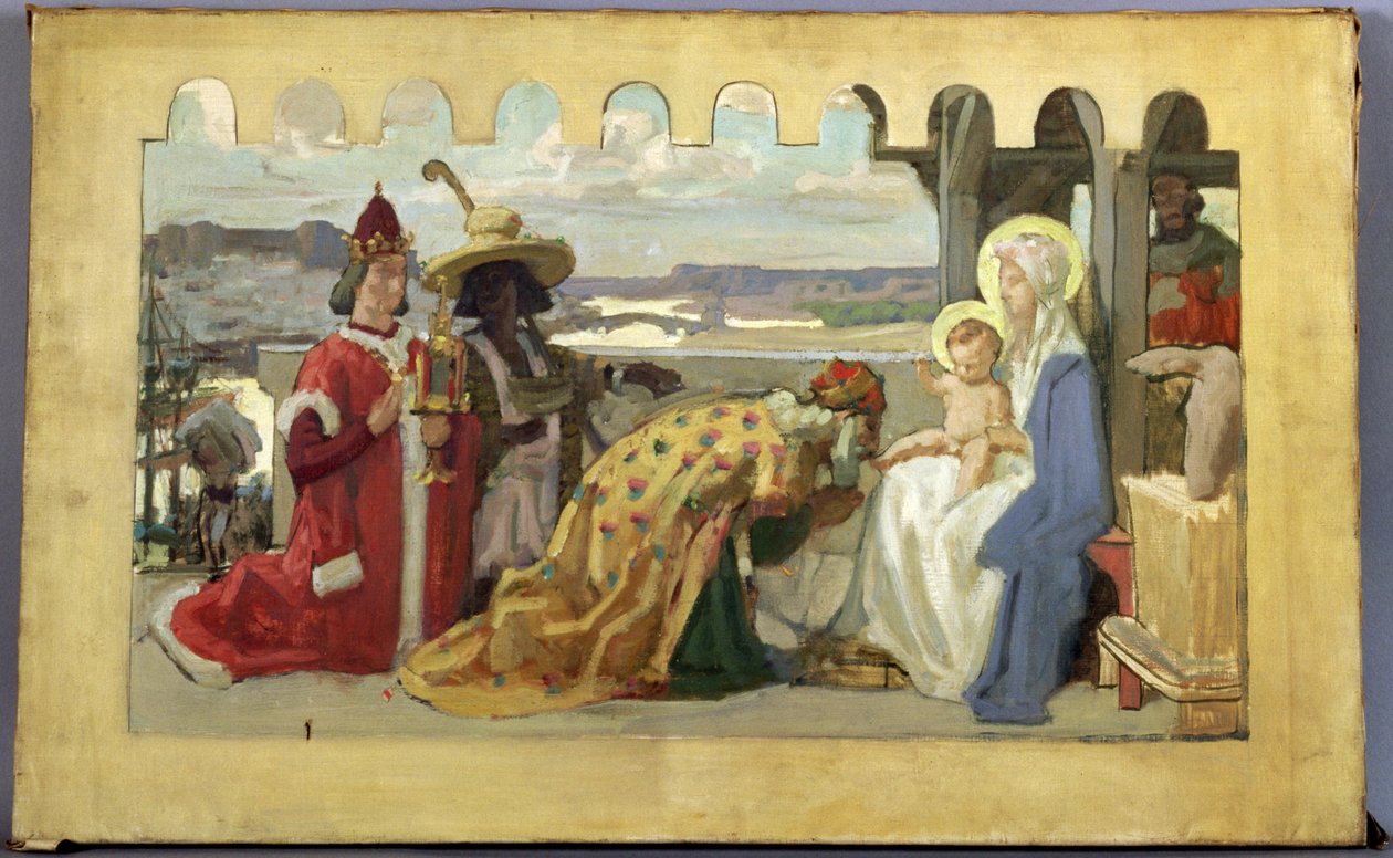 Klanění tří králů, přípravná studie pro kostel Saint-Ferjeux poblíž Besancon od René François Xavier Prinet