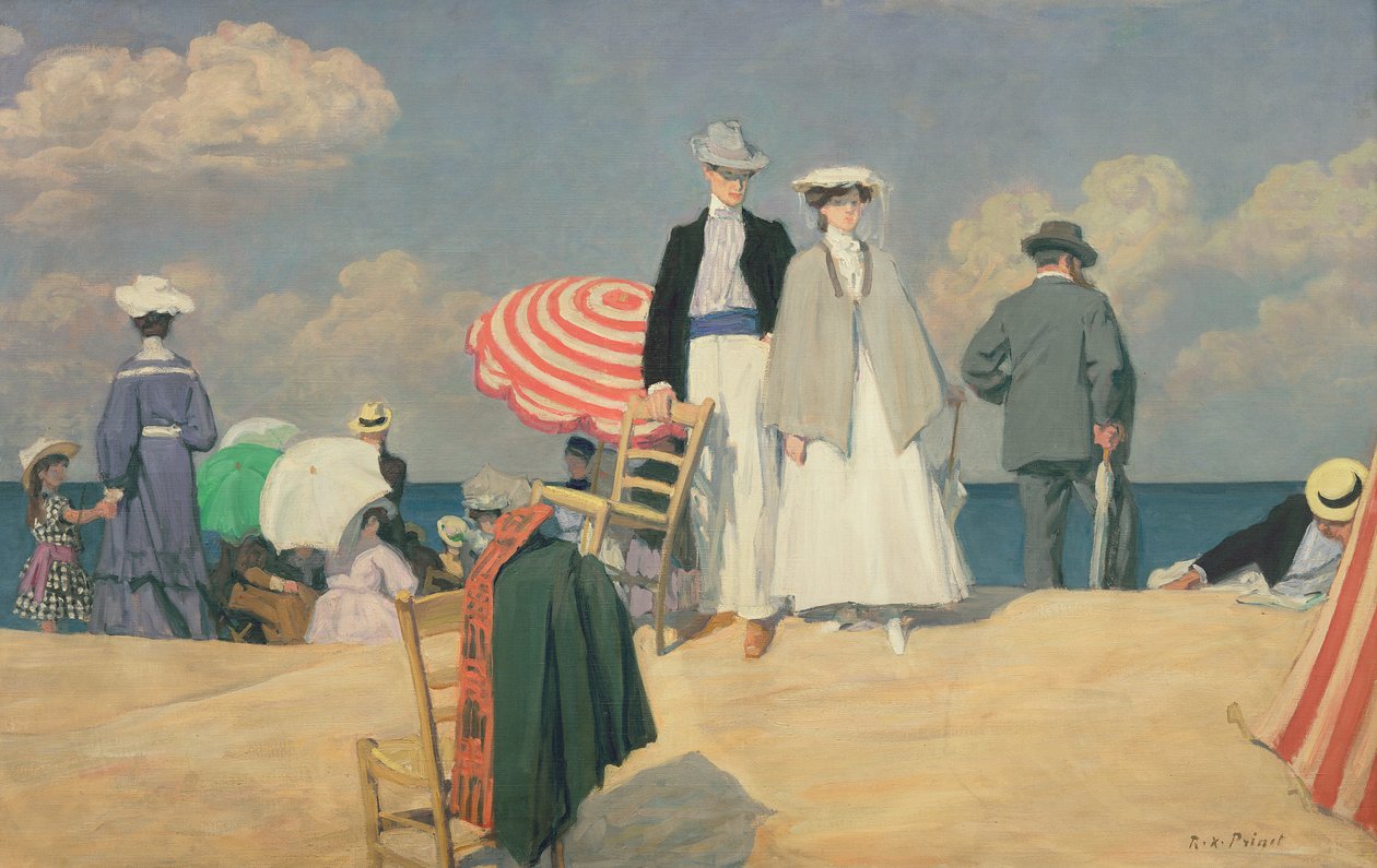 Pláž v Cabourgu od René François Xavier Prinet