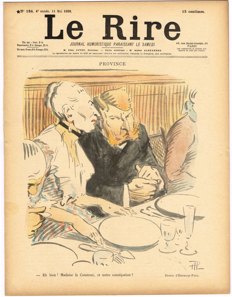 Obálka „“Le Lire“, Satirický v barvách od Rene George Hermann Paul