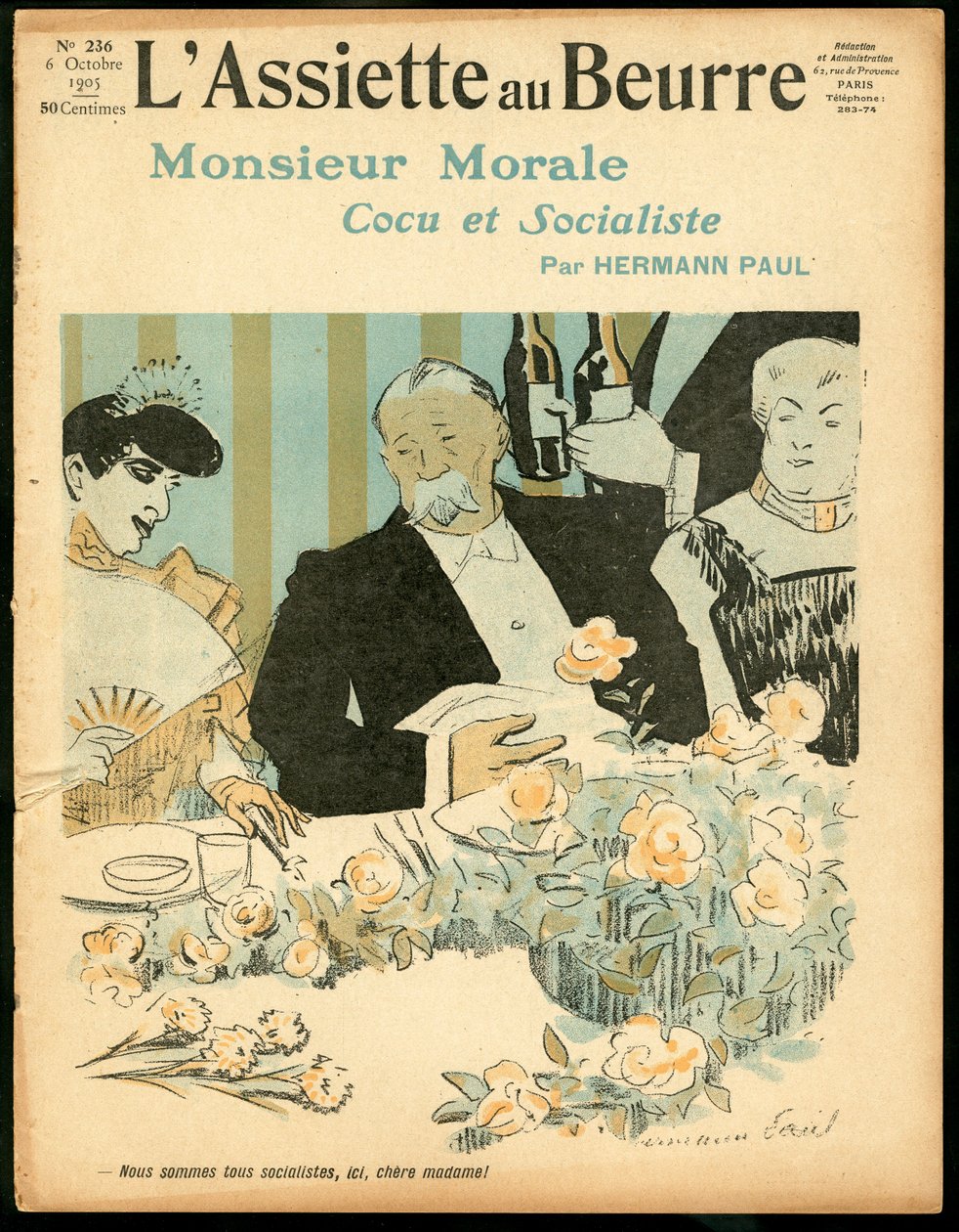 Obálka "The Butter Plate", číslo 236, Satirique en Colours od Rene George Hermann Paul