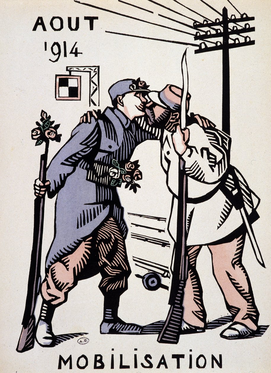 Srpen 1914, Mobilizace - kresba Hermana Paula, v „“Kalendáři války““ ed. 1916 od Rene George Hermann Paul