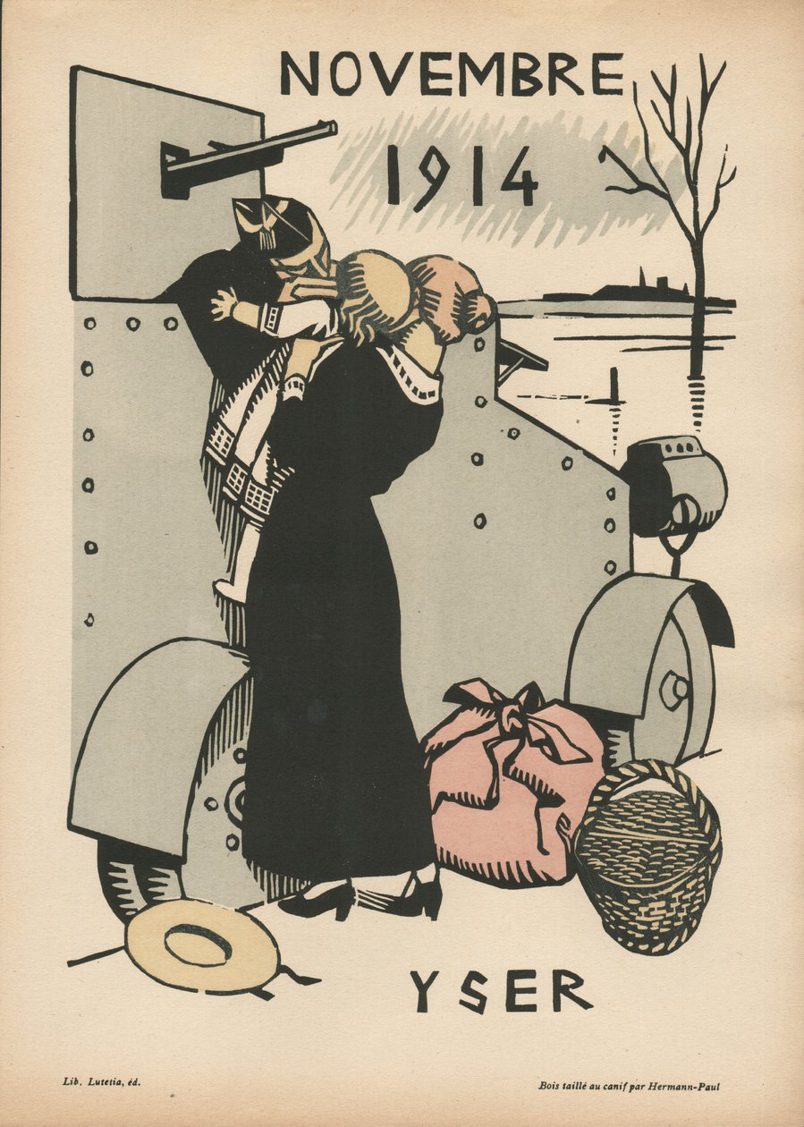 Kalendář války (1. ročník? srpen 1914-červenec 1915) (barevný dřevoryt) od Rene George Hermann Paul