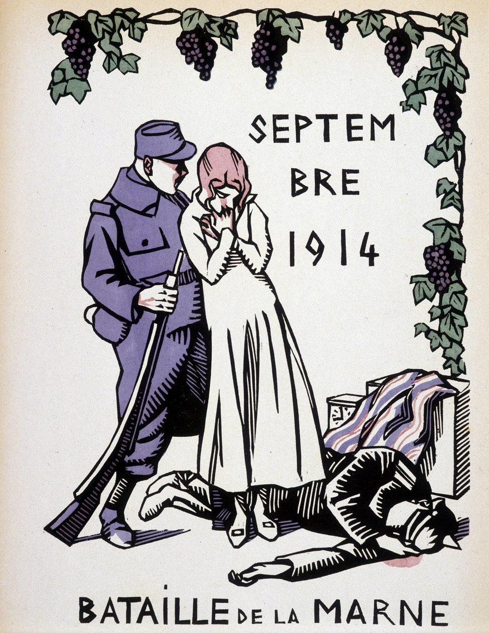 Září 1914: Bitva na Marně - kresba Hermana Paula, v „Kalendáři války““ vyd. 1916 od Rene George Hermann Paul