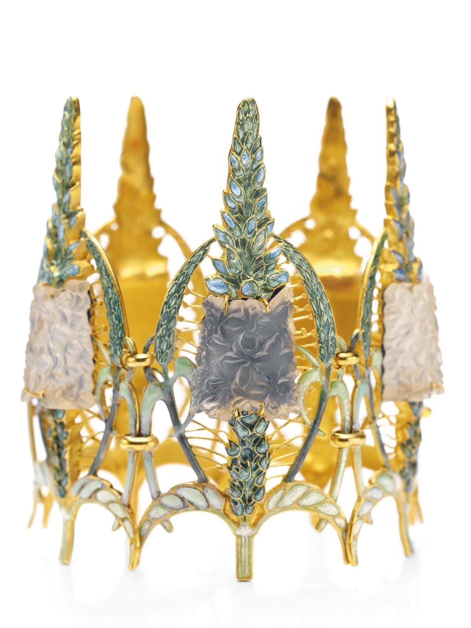 Secesní náramek „Speedwell“, cca 1900 (sklo, smalt a zlato) od Rene Jules Lalique