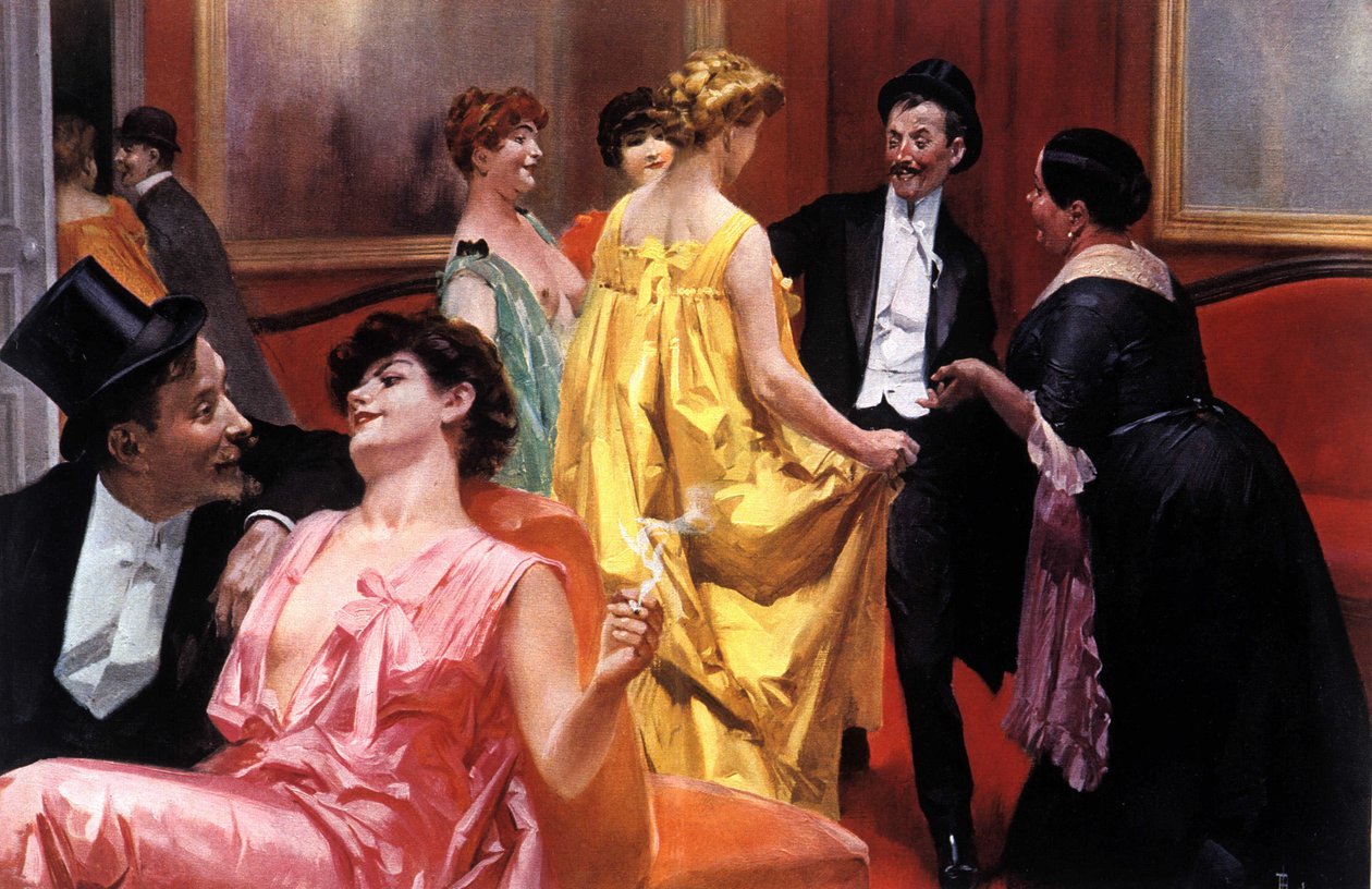 Prezentace. Pařížský dům na počátku 20. století. Ilustrace Rene Lelong (1871-1933) od Rene Lelong
