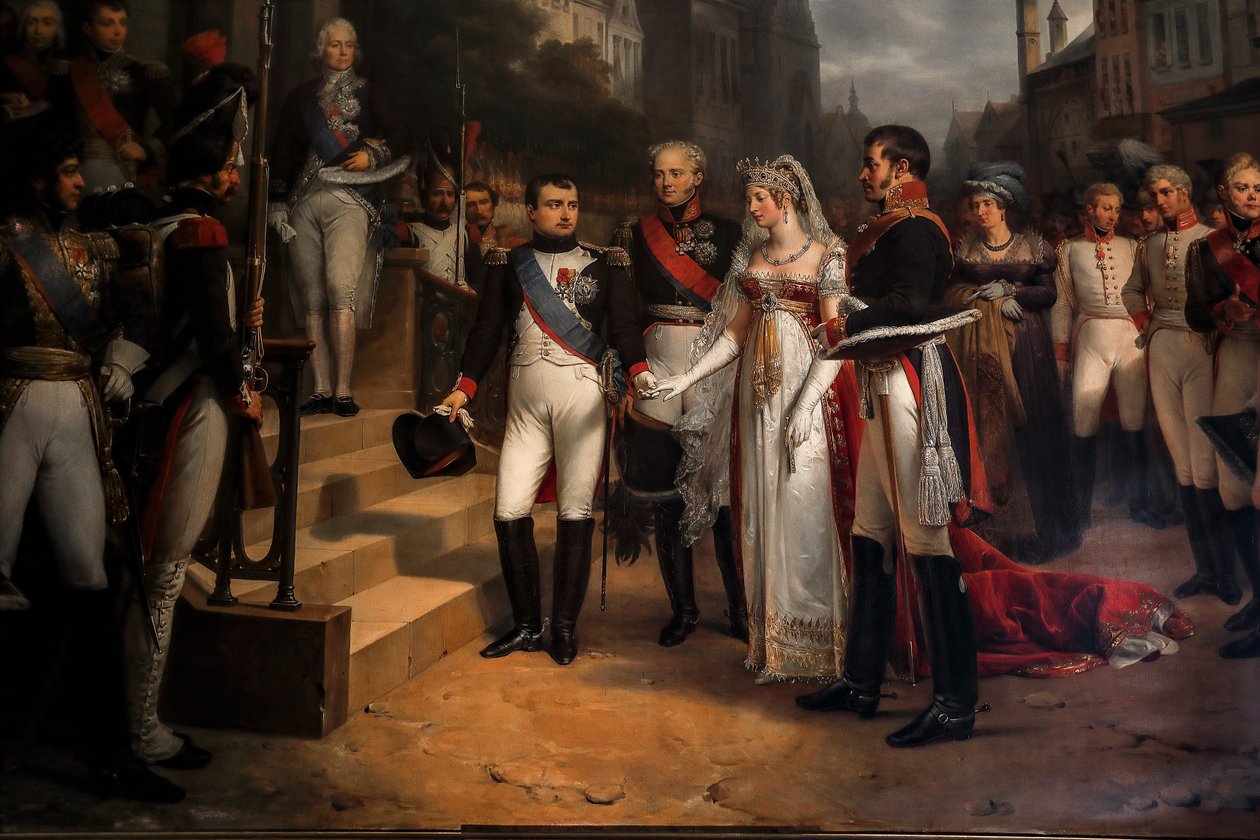 Napoleon přijímá královnu Pruska v Tilsittu od Rene Theodore Berthon