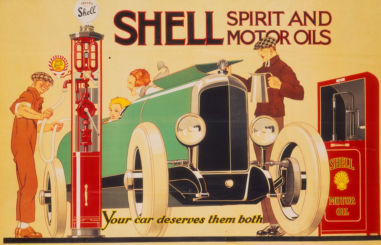 Plakátová reklama na líh a motorové oleje Shell. od Rene Vincent