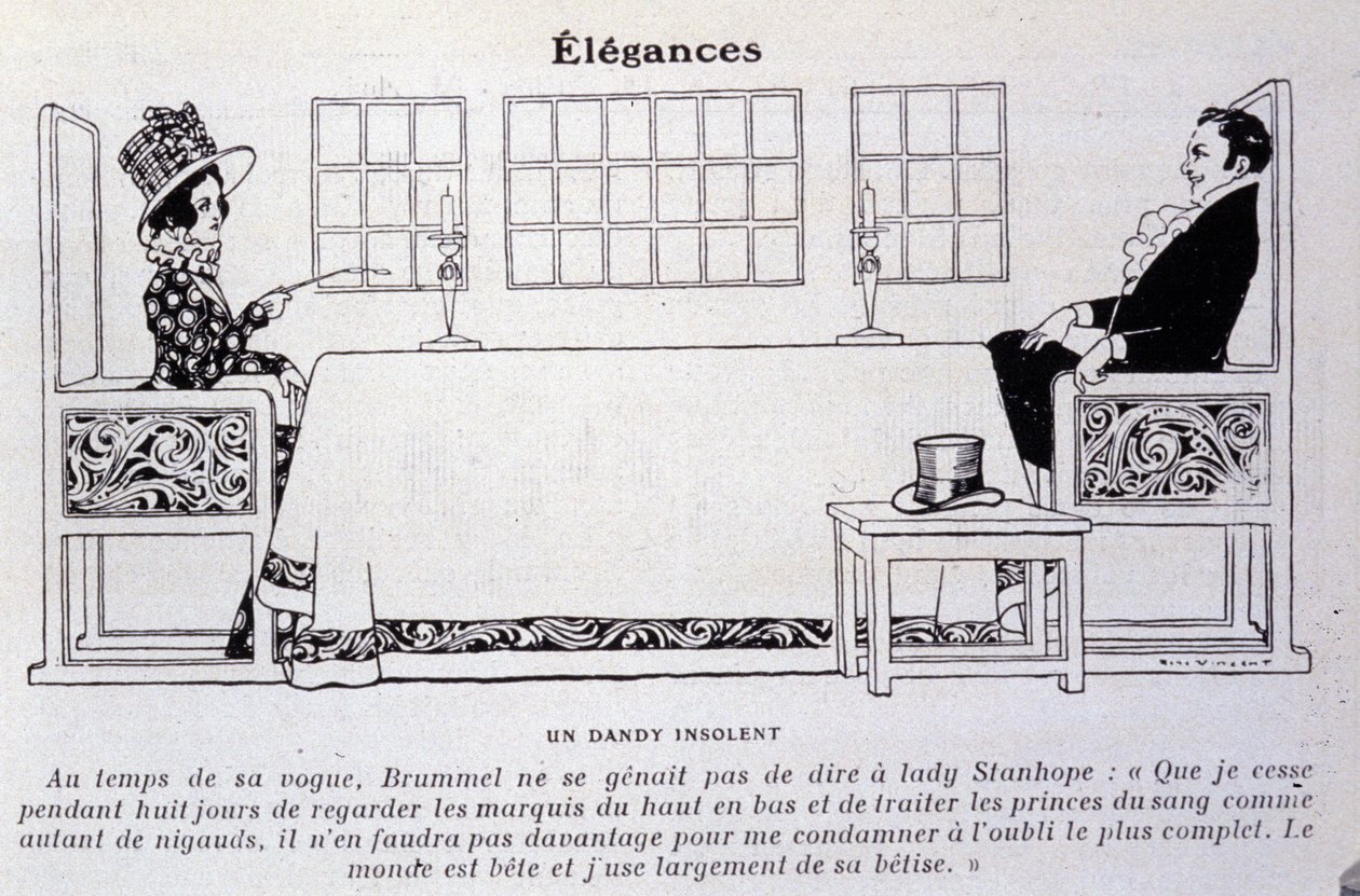 Reprezentace George Bryana Brummela známého jako Beau Brummel (1778 - 1840), krále Dandyů. Ilustrace René Vincent. 19. století od Rene Vincent