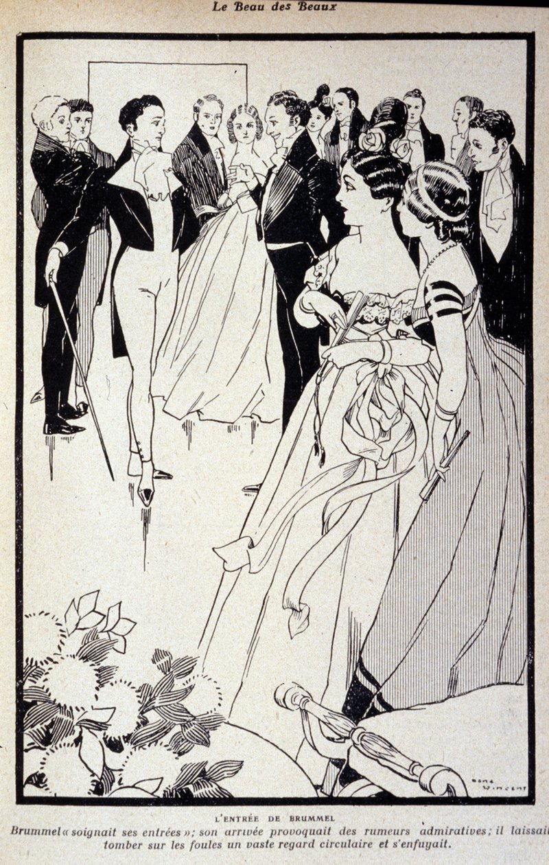 Reprezentace George Bryana Brummela známého jako Beau Brummel (1778 - 1840), krále Dandyů. Ilustrace René Vincent. 19. století od Rene Vincent