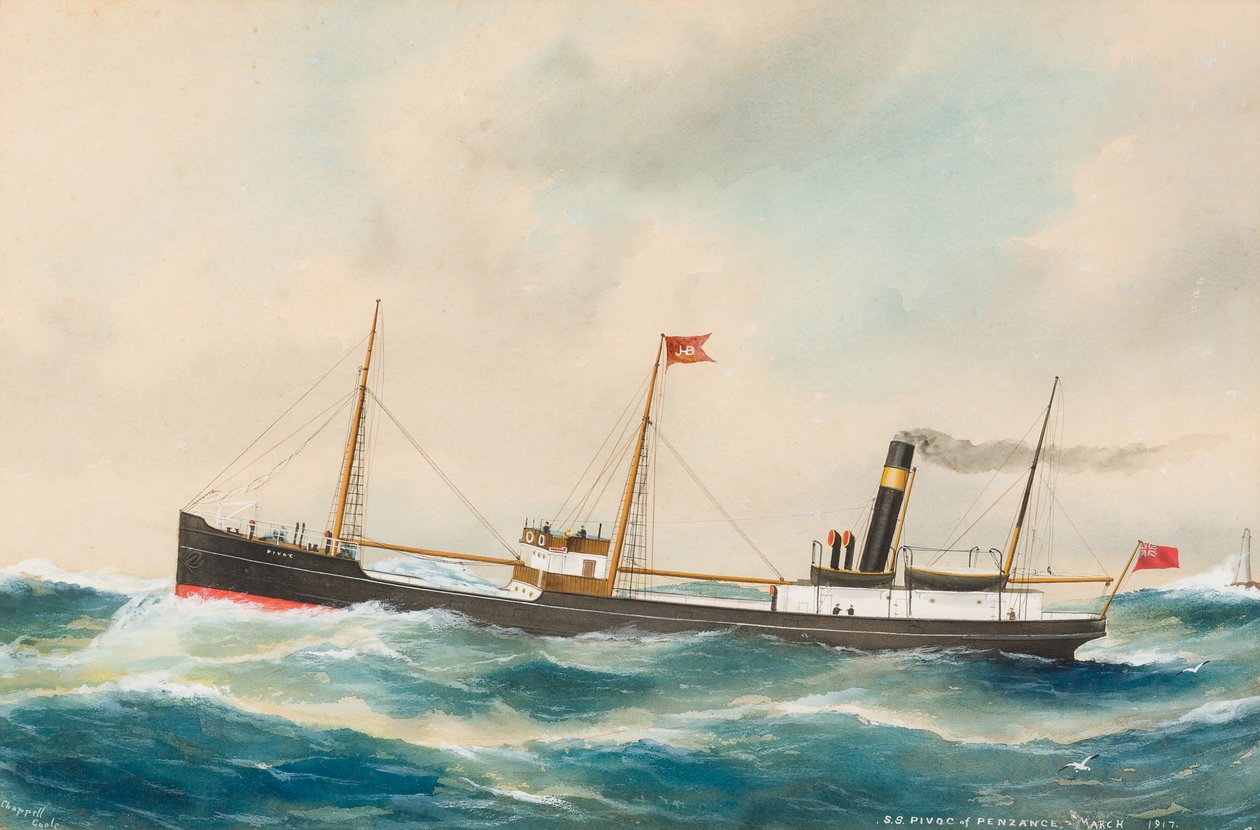 SS Pivoc, 1917 (wc na papíře) od Reuben Chappell