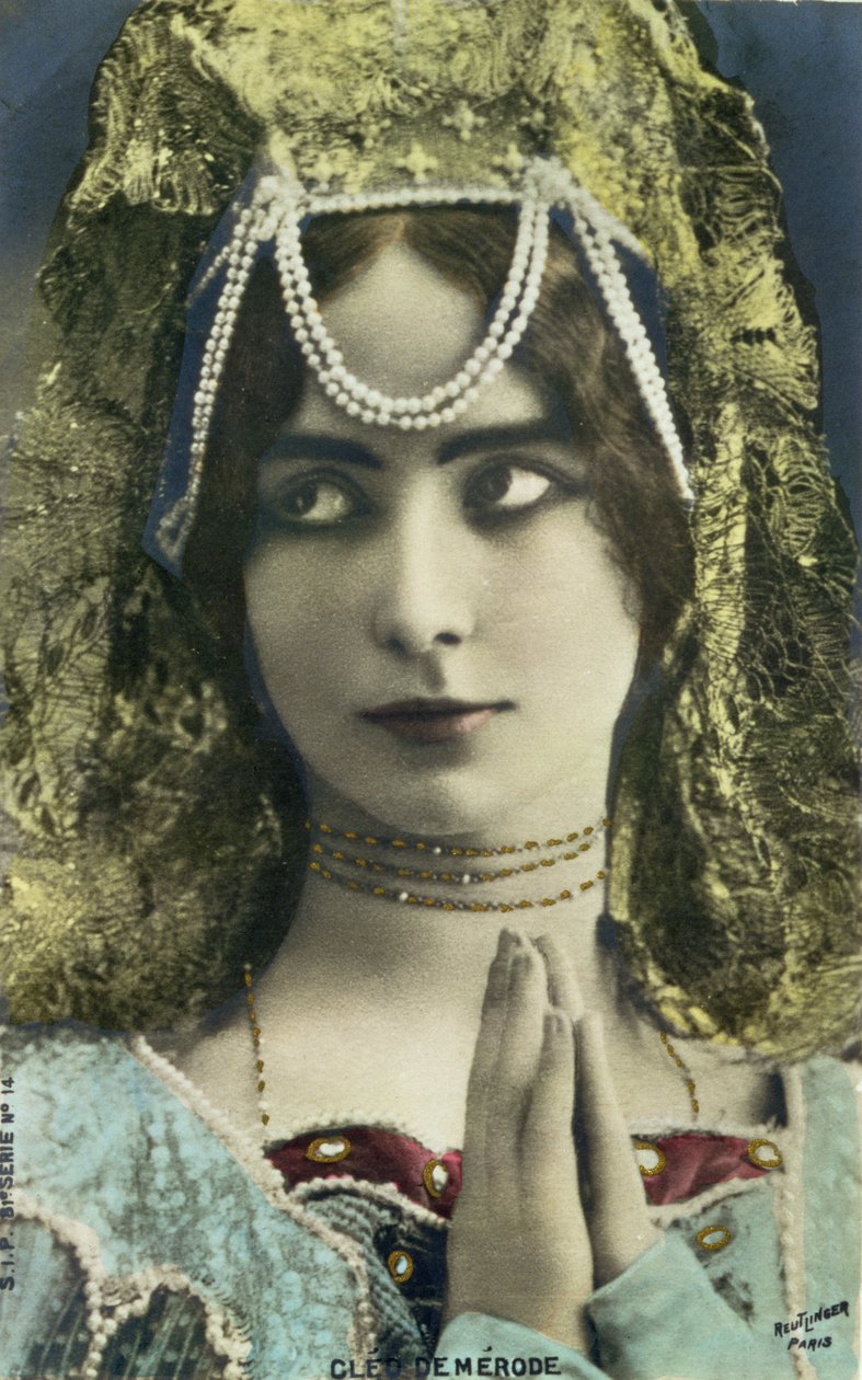 Pohlednice zobrazující tanečnici Cleo de Merode (1875-1966) (barevné foto) od Reutlinger Studio