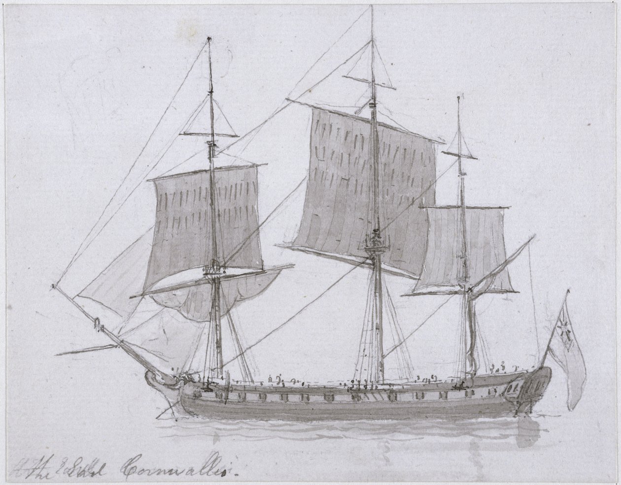 The Earl Cornwallis, c.1786-94 (pero a inkoust a pero na papíře) od Rev. Edward Thomas Daniell