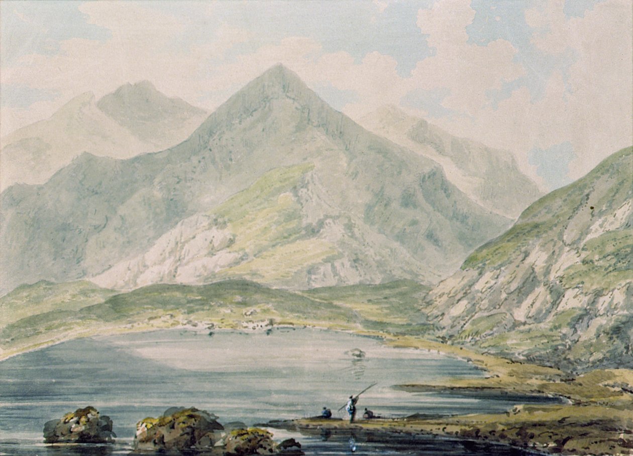 Pohled na Snowdon (wc na papíře) od Rev. Richard Salvey Booth