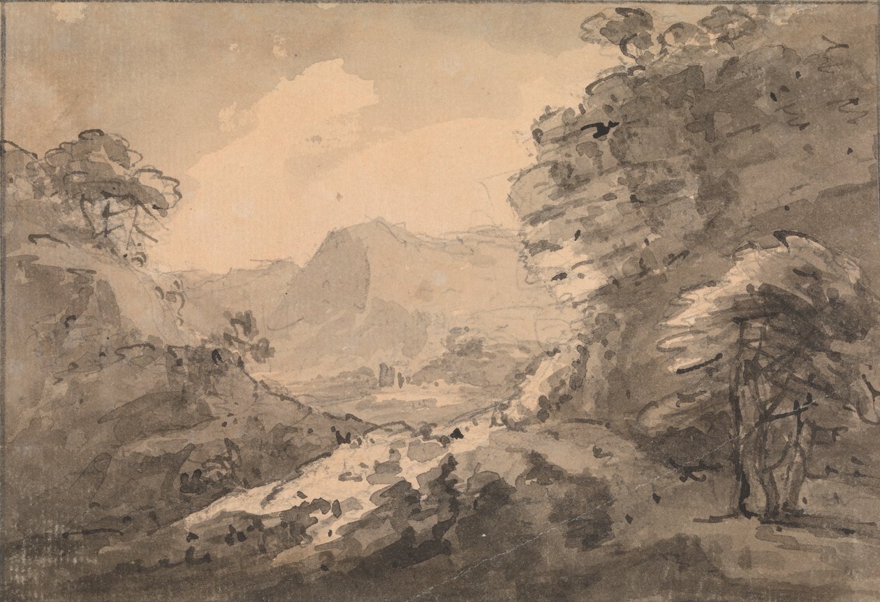 Hornatá krajina s Rocky Crag vpravo od Rev. William Gilpin