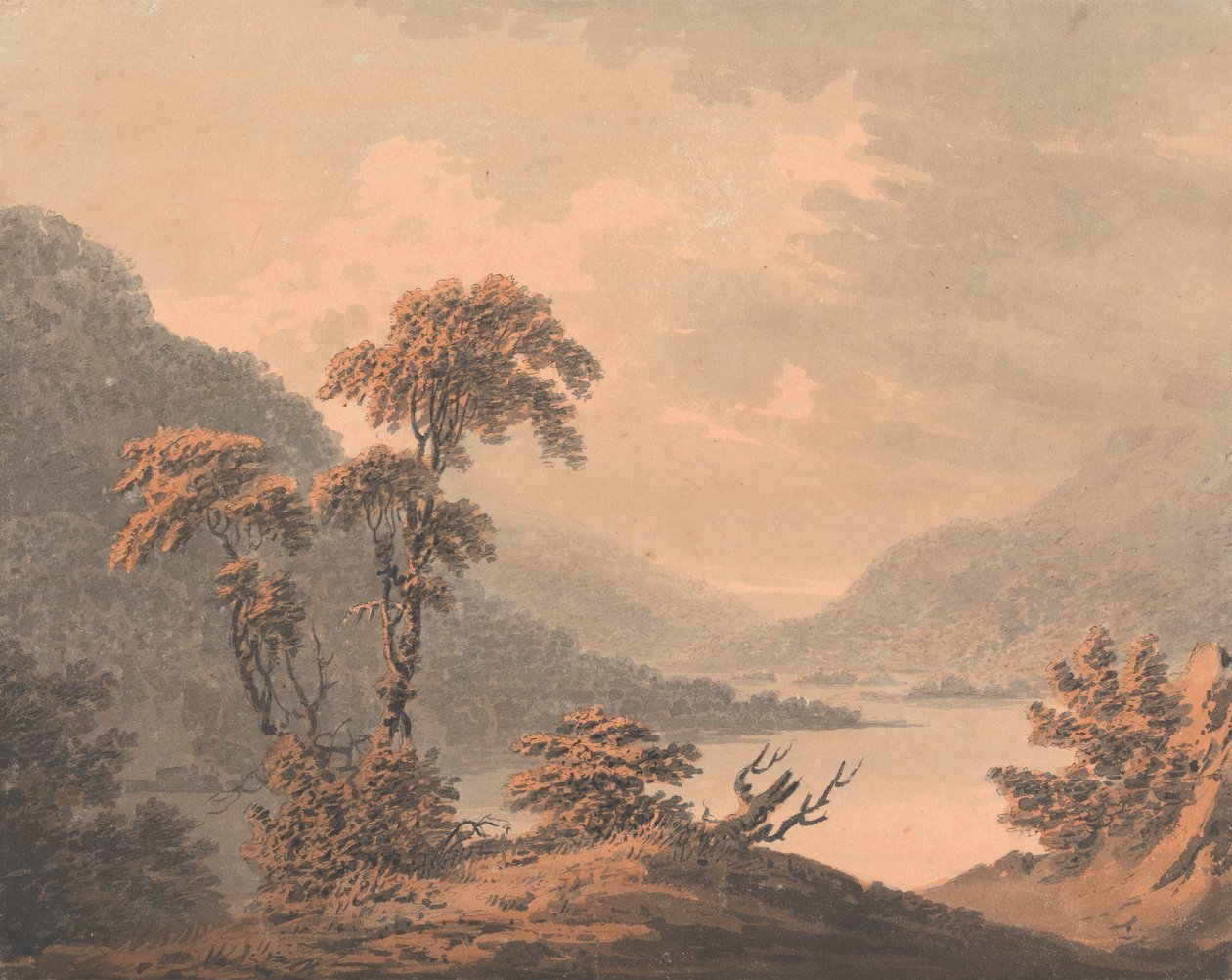 Pohled na Barnscliff, poblíž Scarborough, když přetékal Derwent od Rev. William Gilpin
