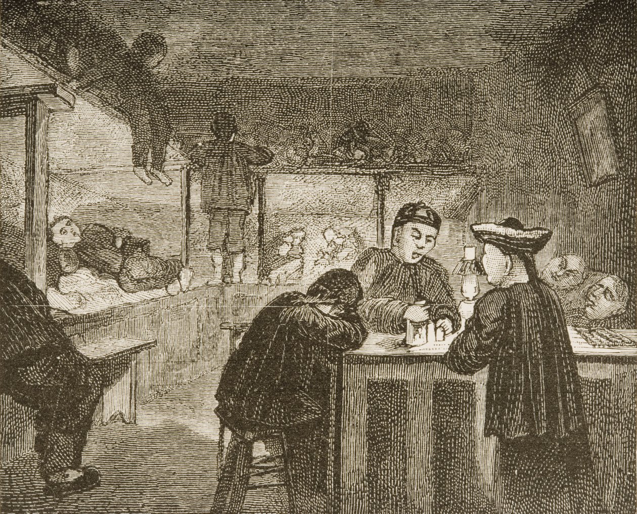 Čínské opiové doupě v San Franciscu v 70. letech 19. století, kolem roku 1880 od Reverend Samuel Manning