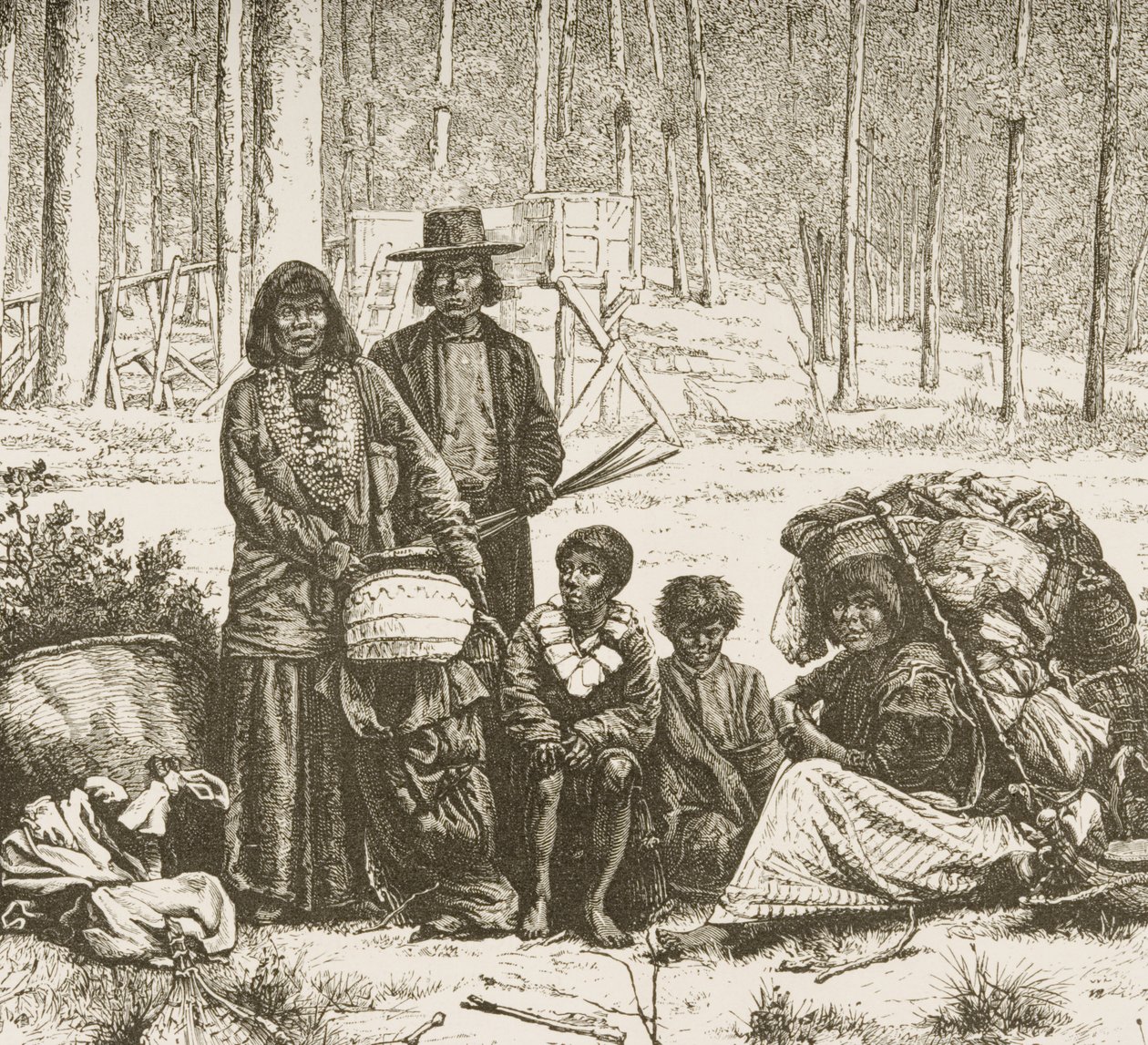 Indiánská rodinná skupina západně od Skalistých hor, kolem roku 1880 od Reverend Samuel Manning