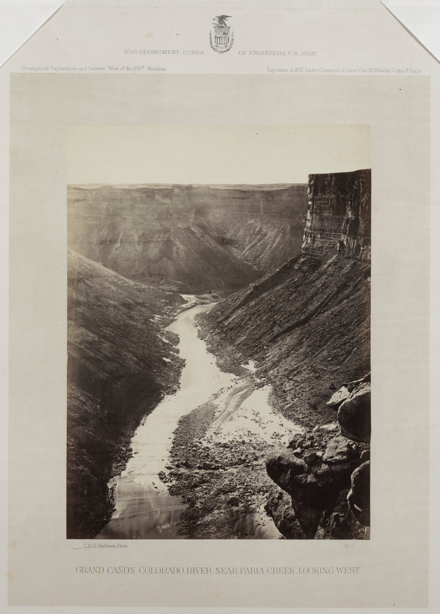 Grand Cañon, řeka Colorado, ústí Kanab Wash, pohled na západ od Reverend George Wilson Bridges
