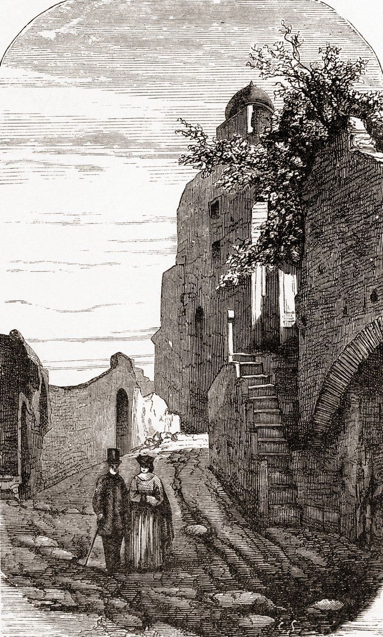 Clivus Victoria na Palatinu, Řím, Itálie, konec 19. století. Z knihy Italian Pictures by Rev. Samuel Manning, vydané kolem roku 1890. od Reverend Samuel Manning