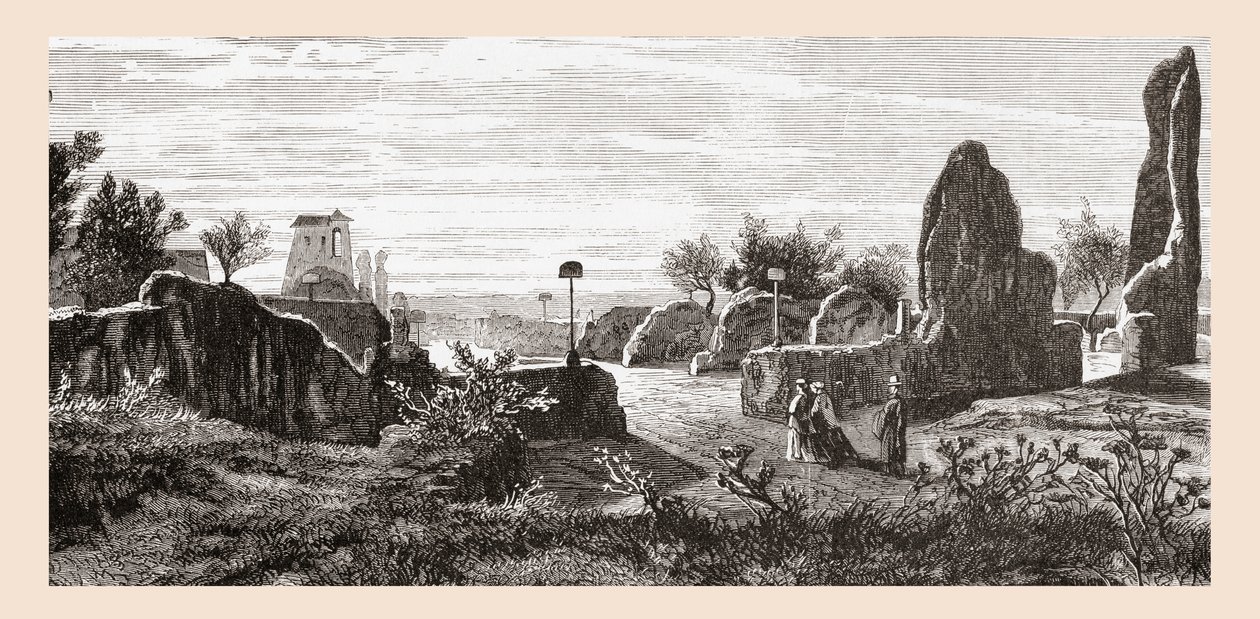 Zřícenina Caesarova paláce, Palatin, Řím, Itálie, konec 19. století. Z knihy Italian Pictures by Rev. Samuel Manning, vydané kolem roku 1890. od Reverend Samuel Manning