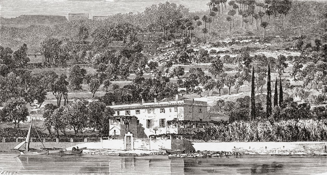 Ostrov Palmaria naproti La Spezzia v Itálii na konci 19. století. Z knihy Italian Pictures by Rev. Samuel Manning, vydané kolem roku 1890. od Reverend Samuel Manning