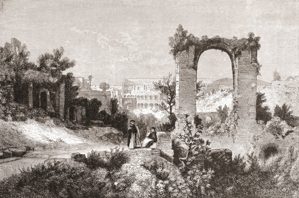 Palatin z Aventinského pahorku, Řím, Itálie, konec 19. století. Z knihy Italian Pictures by Rev. Samuel Manning, vydané kolem roku 1890. od Reverend Samuel Manning