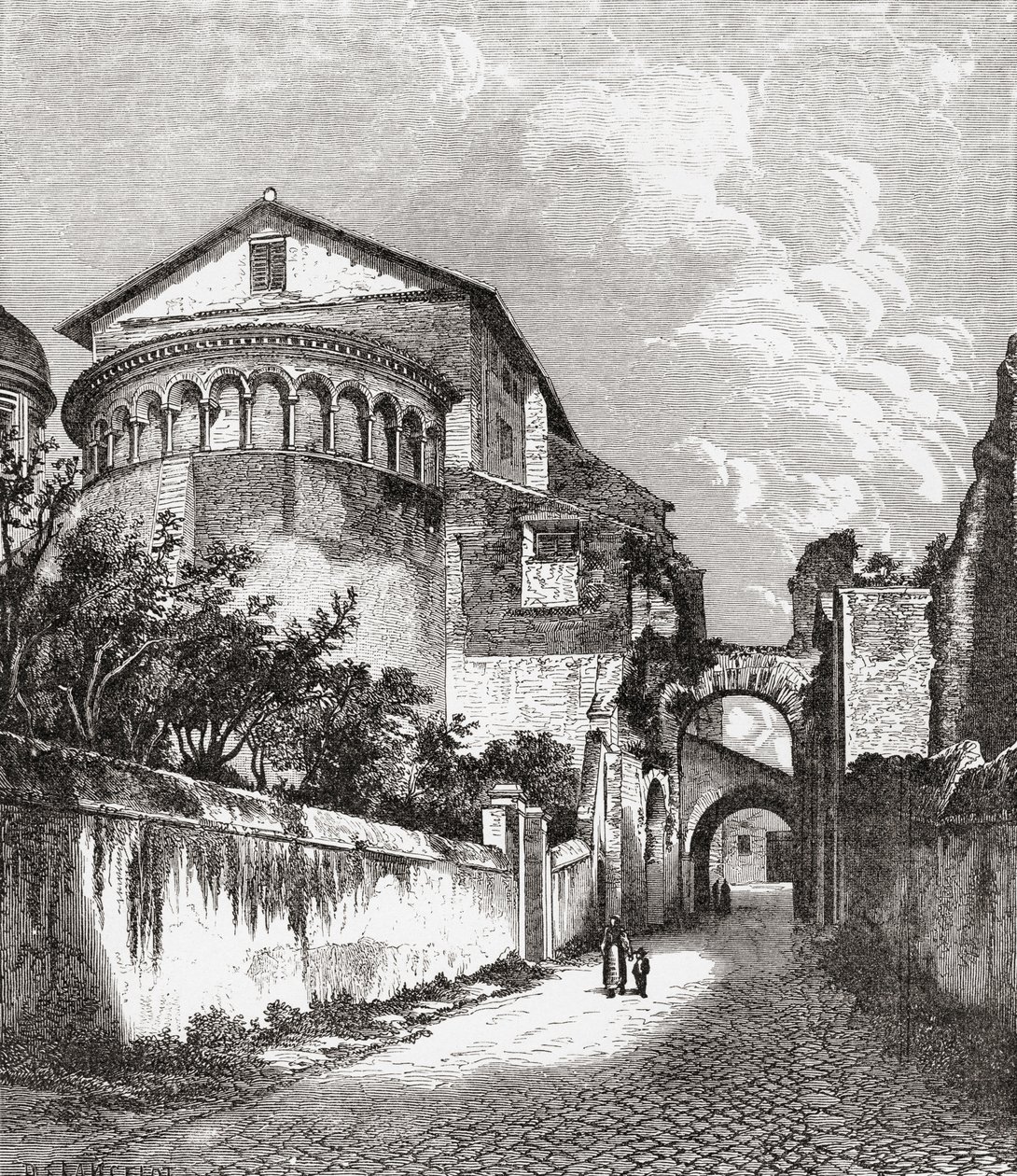Kostel Santi Giovanni e Paolo, Celian Hill, Řím, Itálie, konec 19. století. Z knihy Italian Pictures by Rev. Samuel Manning, vydané kolem roku 1890. od Reverend Samuel Manning