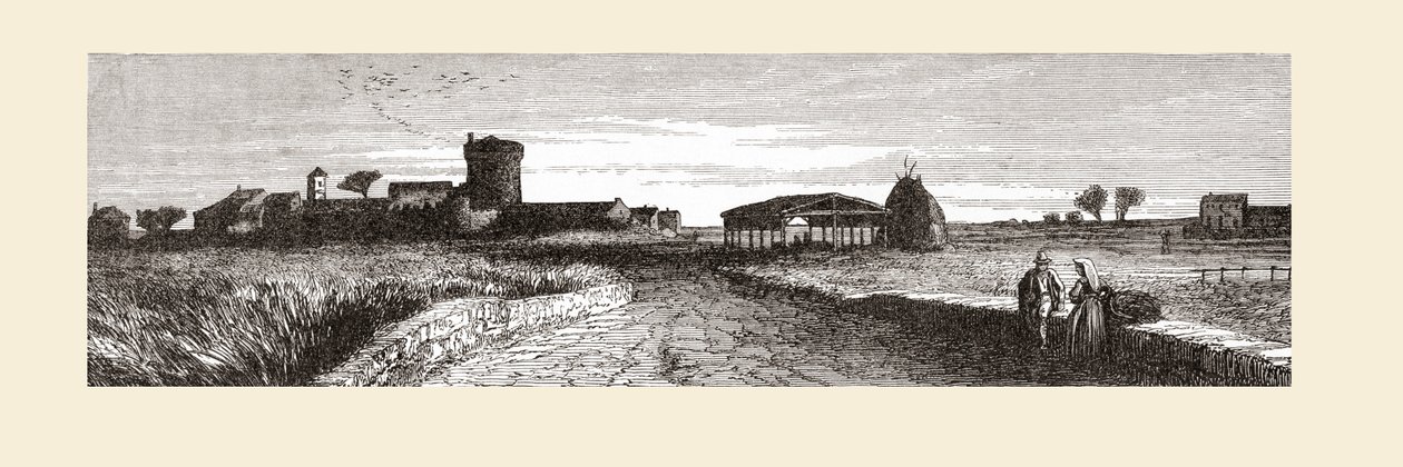 Krajina poblíž Ostie v Římě, Itálie, na konci 19. století. Z knihy Italian Pictures od Rev. Samuela Manninga, vydané kolem roku 1890. od Reverend Samuel Manning