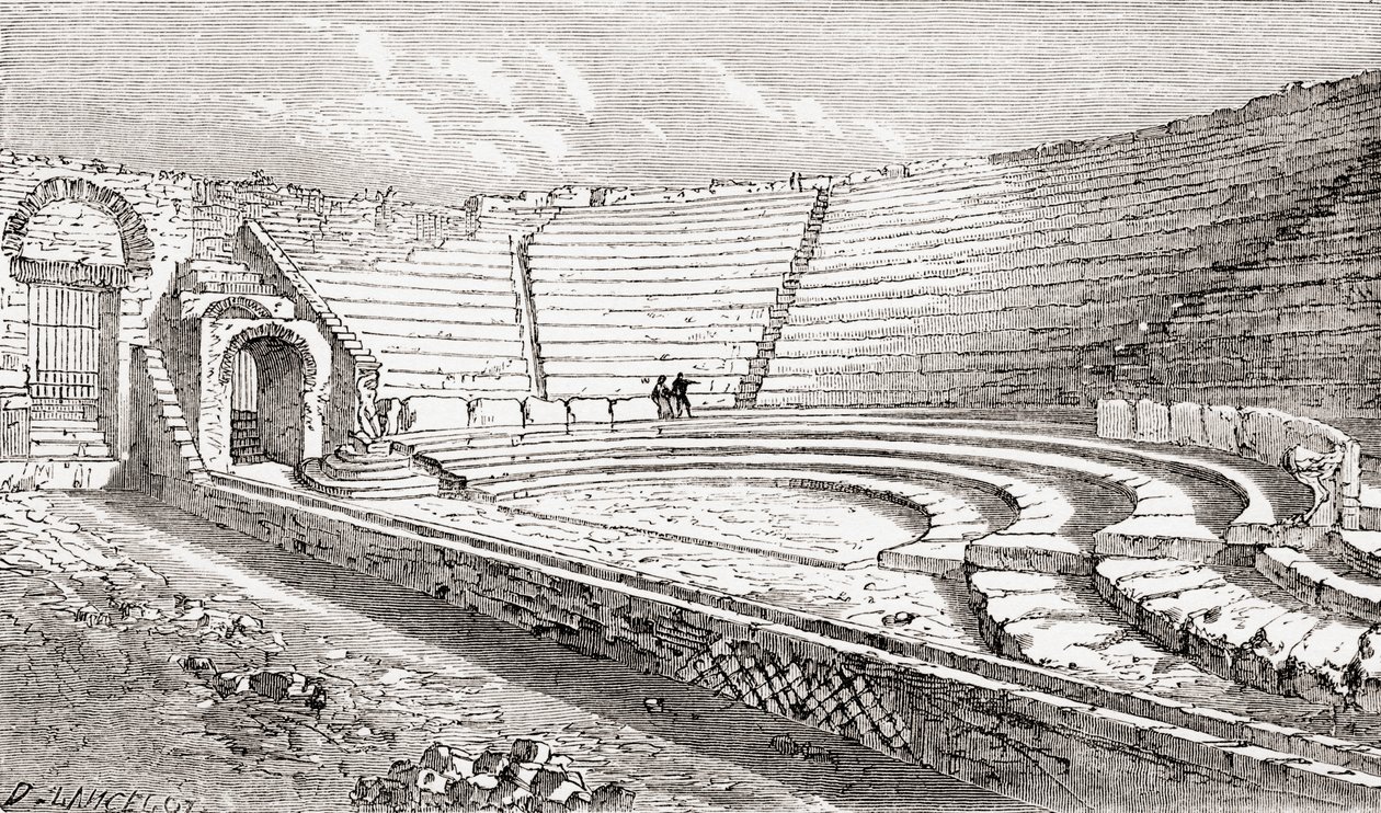Malé divadlo, Pompeje, Neapol, Itálie Z knihy Italian Pictures od Rev. Samuela Manninga, vydané kolem roku 1890. od Reverend Samuel Manning