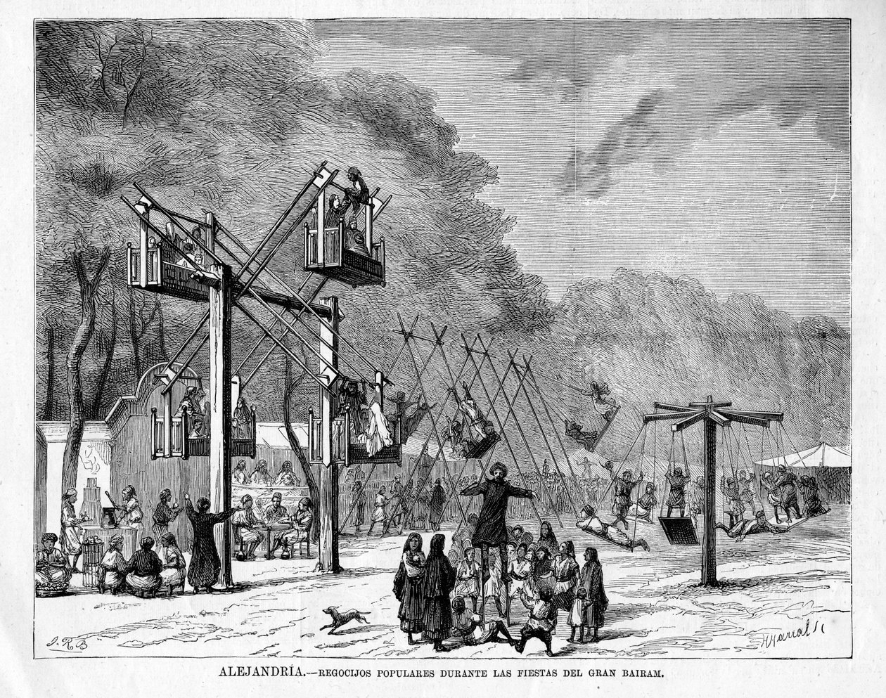 Populární veselí během festivalu Greater Bairam v Alexandrii, Egypt, 1876 od Ricardo Balaca y Canseco