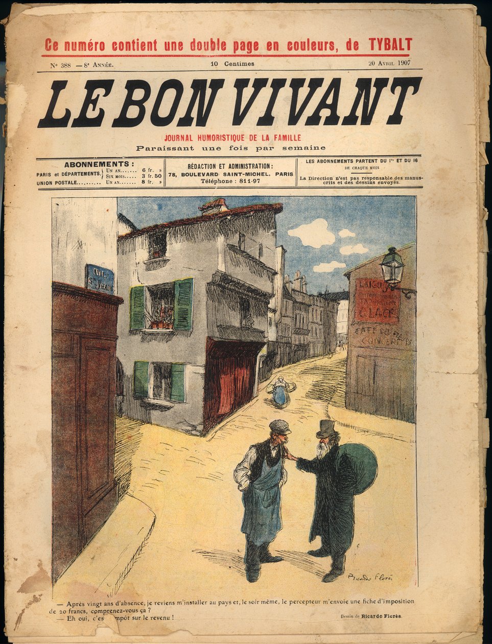 Přední strana časopisu "Le Bon Vivant", č. 388, 20. dubna 1907 (tištěný papír) od Ricardo Flores