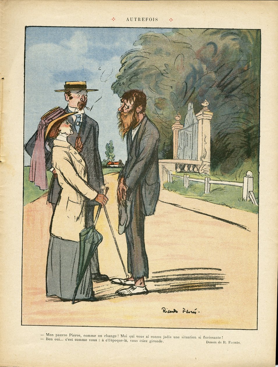 Ilustrace Ricardo Flores (1878-1918) v Le Lire, 01/06/12 - Dříve - Venkov, Městská architektura, Misere, Život bohatých, Strom - Ženy od Ricardo Flores