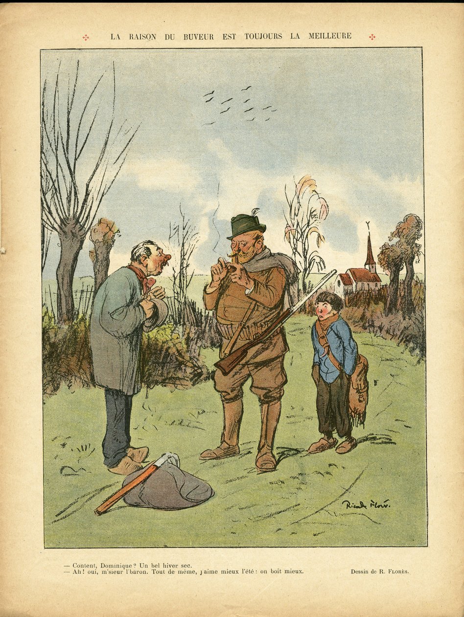 Ilustrace Ricardo Flores (1878-1918) v Le Lire, 4. 1. 2013 - Důvod pro pijáka je vždy nejlepší - Kampaň, Dětství, Lovec, Katedrály Kostely, Alkohol Alkoholismus od Ricardo Flores