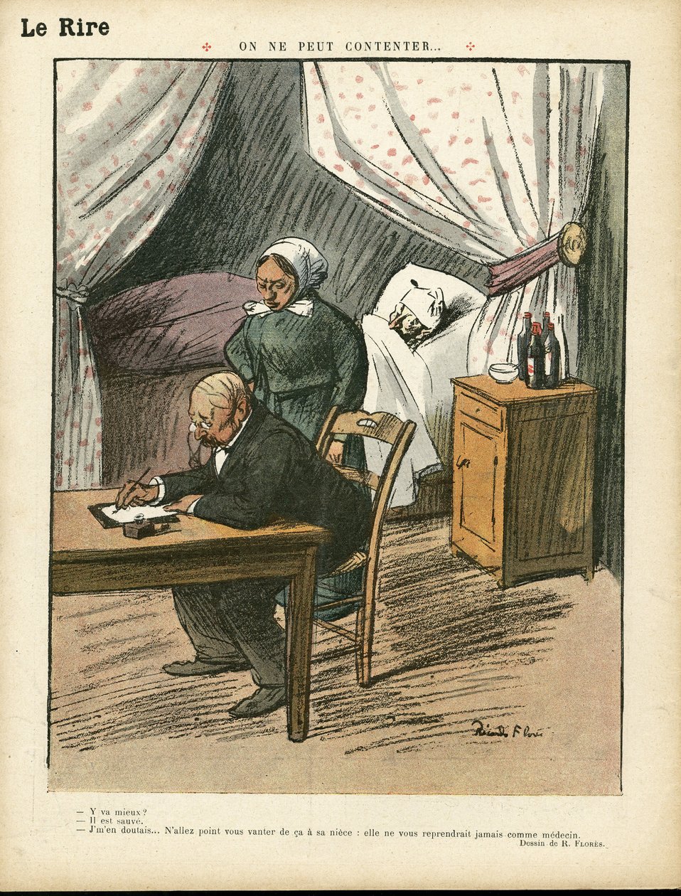 Ilustrace Ricardo Flores (1878-1918) v Le Lire, 8. 2. 13 - Člověk nemůže uspokojit - Lékařství, architektura interieure od Ricardo Flores