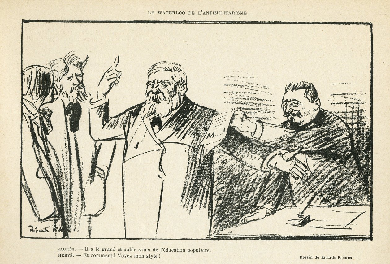 Ilustrace Ricardo Flores (1878-1918) v Le Rire, 27/07/12 - Waterloo antimilitarismu - Antimilitarismus - Jaures Jean, Herve Gustave (1871-1944) od Ricardo Flores