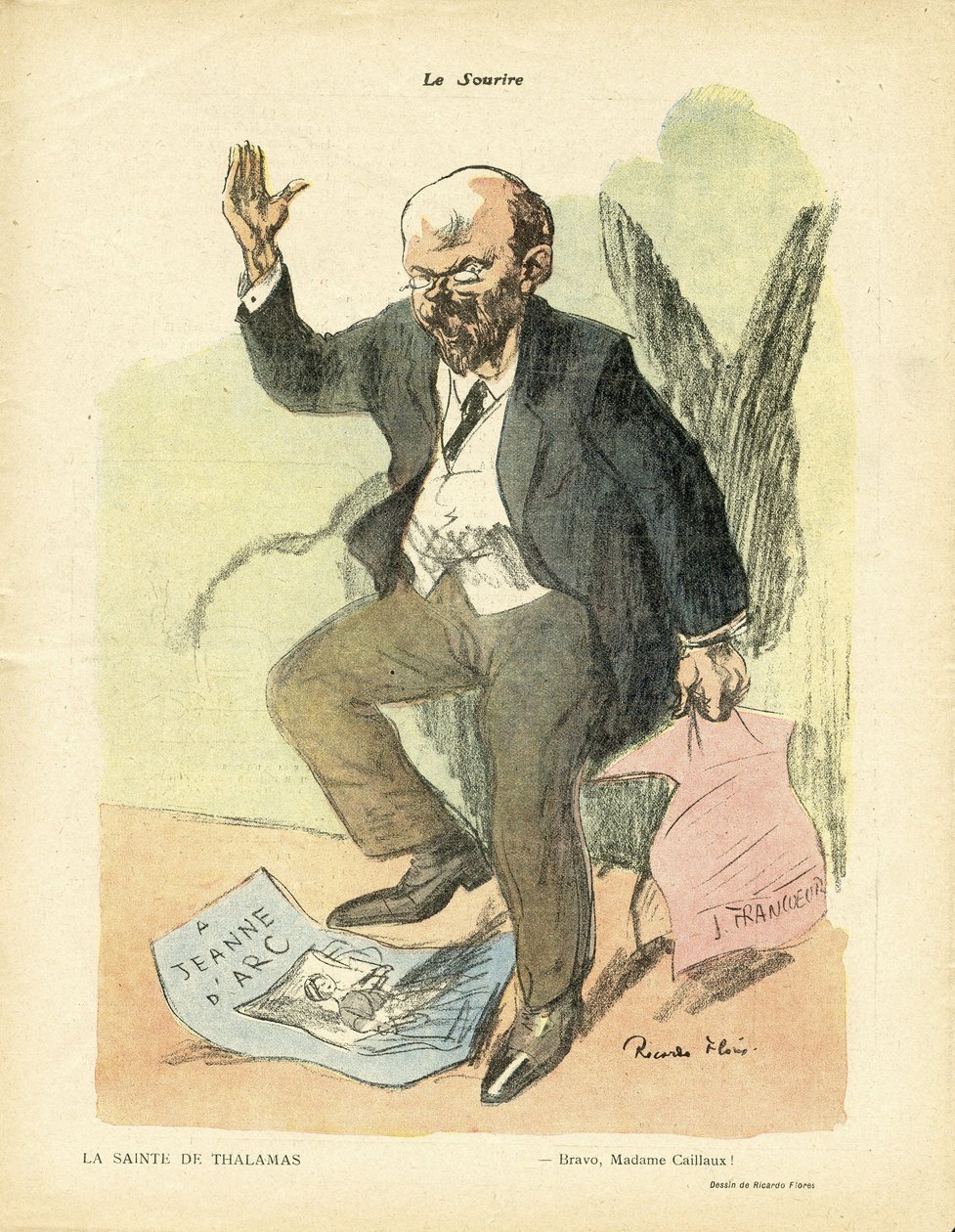 Ilustrace Ricardo Flores (1878-1918) v Le Smile, no. 17, 23/04/14 - Zdraví Thalamů - Náboženská víra - Johanka z Arku, Ane, Thalamas Amedee Francois (1867-1953) od Ricardo Flores