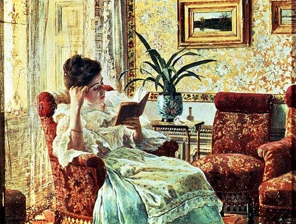Žena čte (olej na plátně) od Ricardo Lopez Cabrera