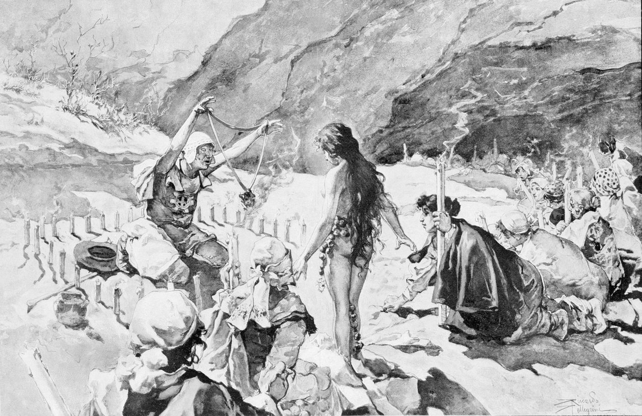 Posede je vymítán v údolí Rosé. Kresba R. Pellegrini. od Riccardo Pellegrini
