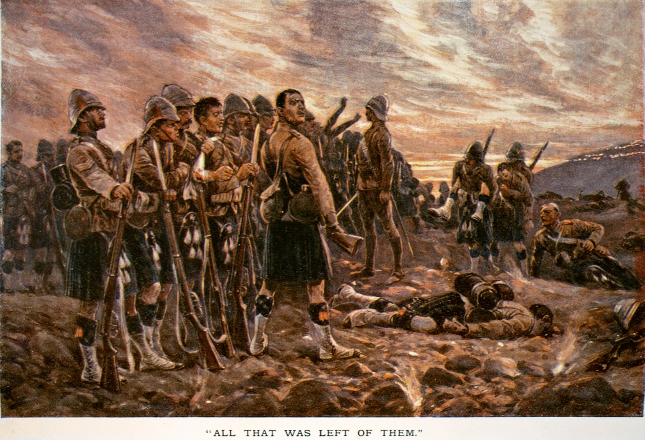 „Vše, co z nich zbylo“: Černá hlídka po bitvě u Magersfonteinu, 1899 od Richard Caton Woodville junior