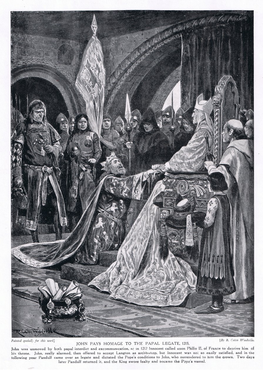 Jan vzdává hold papežskému legátovi AD1213, 20. léta 20. století od Richard Caton Woodville junior