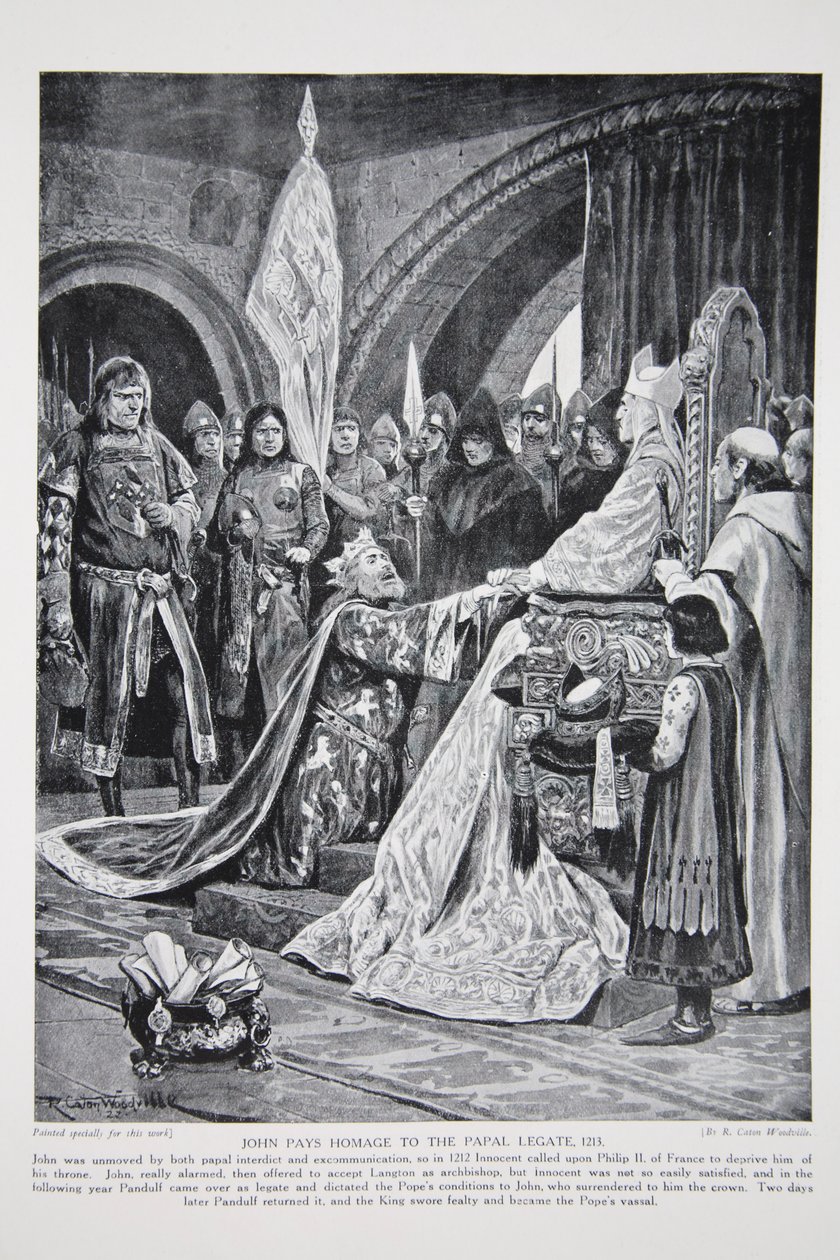John vzdává hold papežskému legátovi, 1213, ilustrace z 