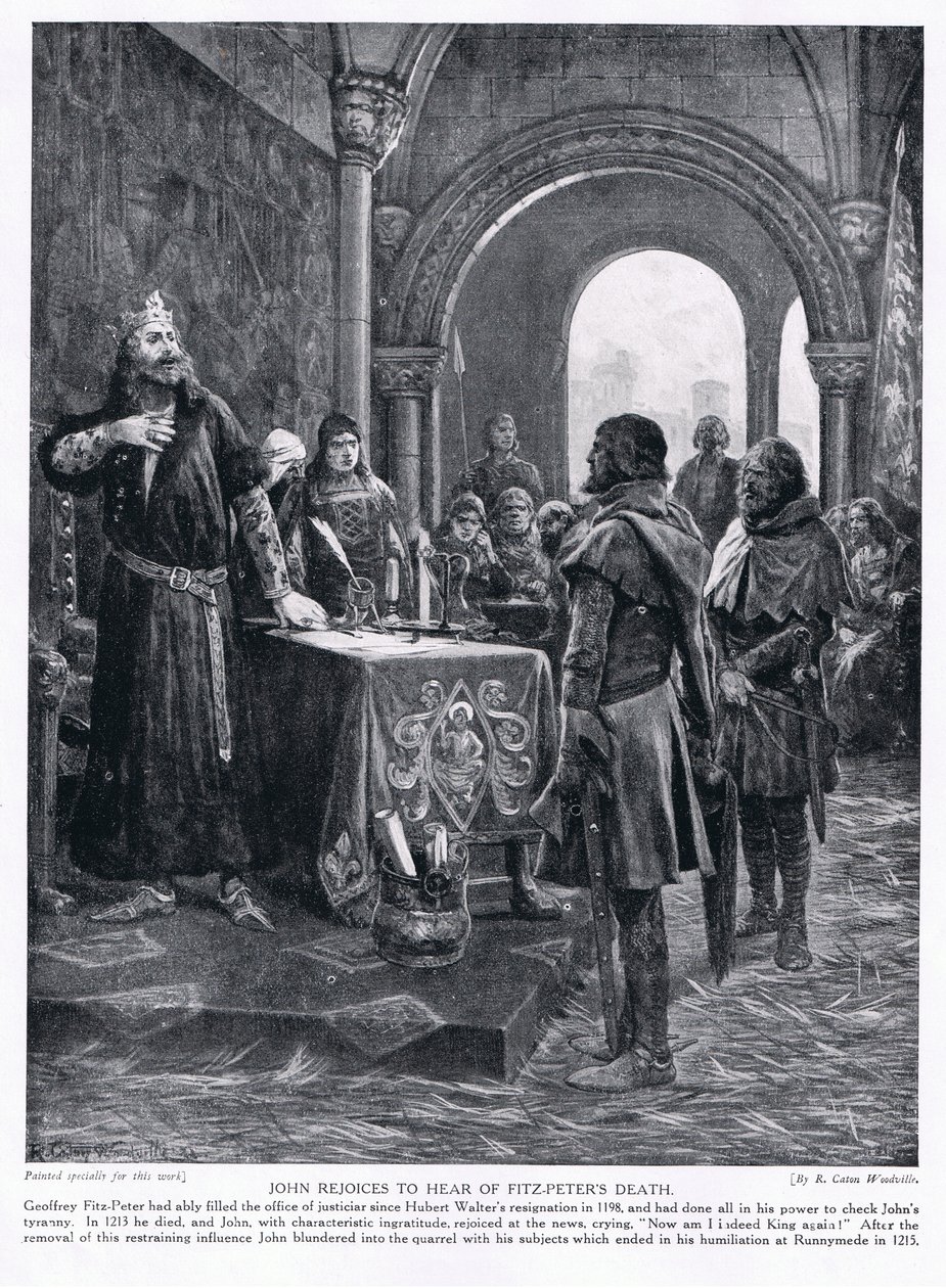John se raduje, když slyší o smrti Fitze-Peterse AD1198, 20. léta od Richard Caton Woodville junior