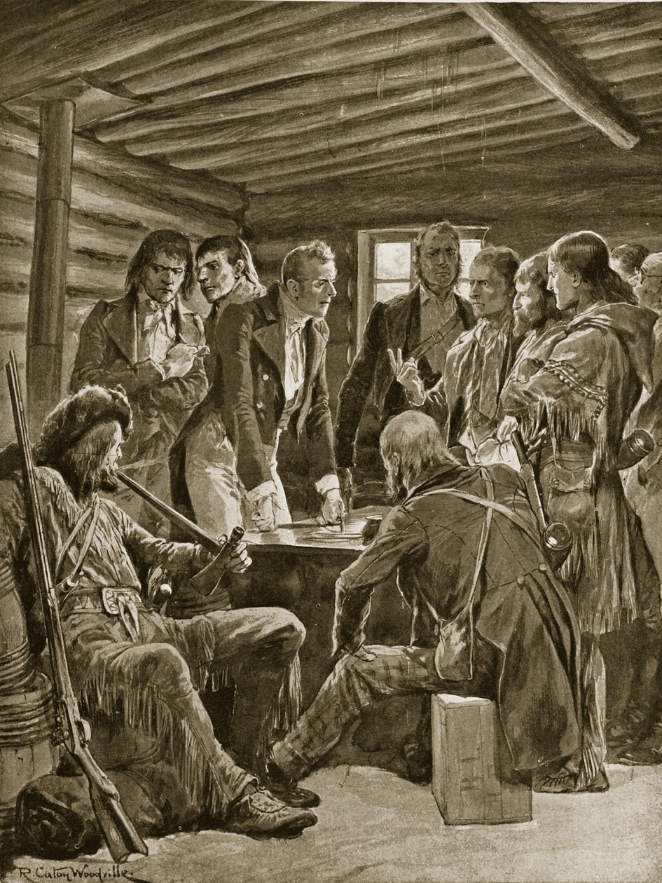 Sir George Simpson na ostrově Vancouver, 1855, ilustrace z 