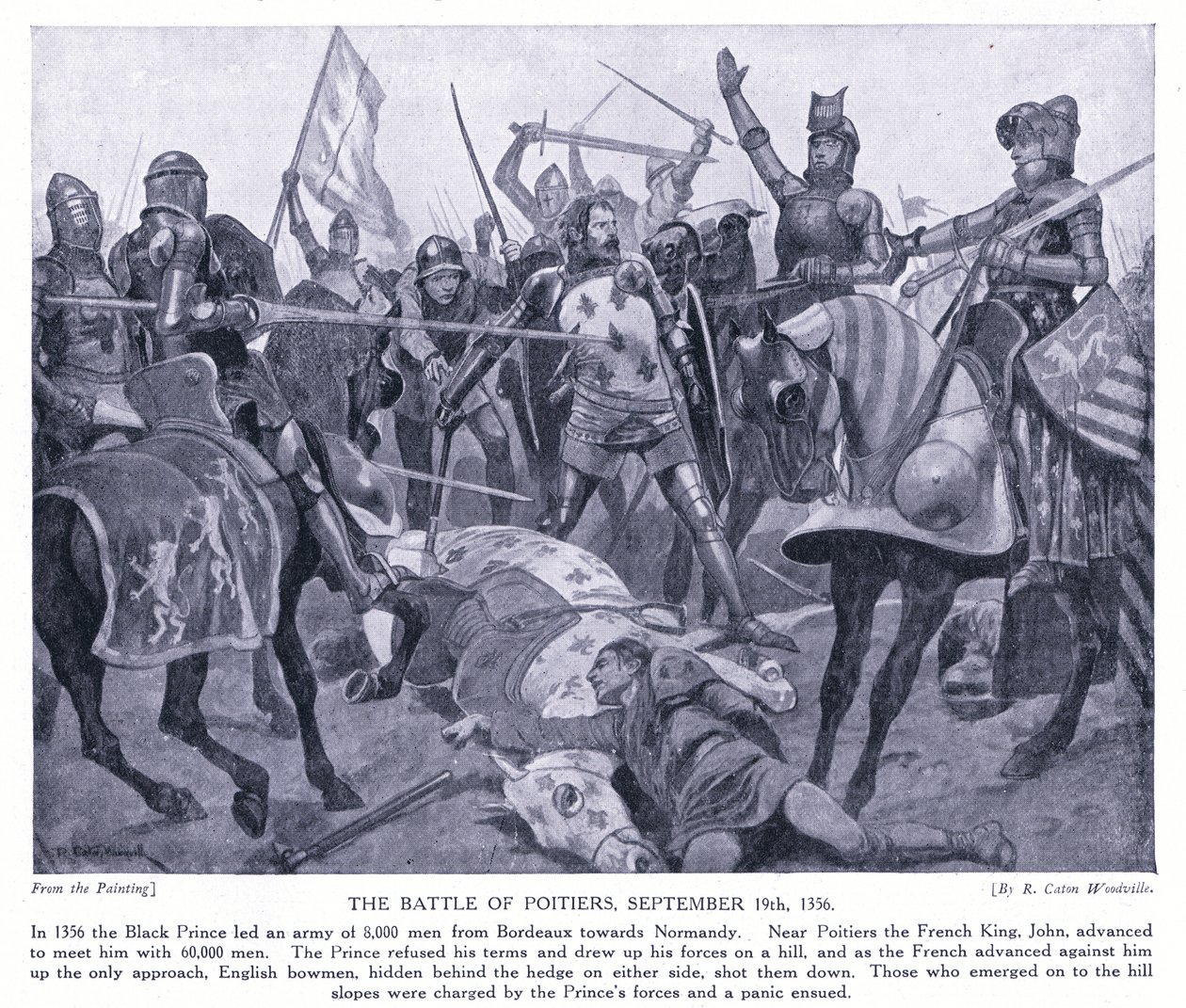 Bitva o Poitiers AD1356, 20. léta 20. století od Richard Caton Woodville junior
