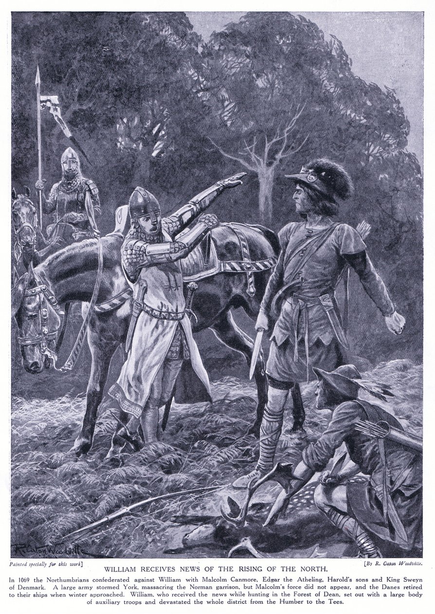 William dostává zprávy o povstání na severu AD1069, 20. léta 20. století od Richard Caton Woodville junior