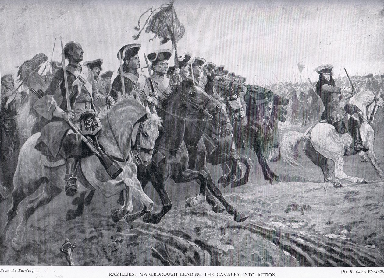 Ramillies: Marlborough vede kavalérii do akce, kolem roku 1910 od Richard Caton Woodville