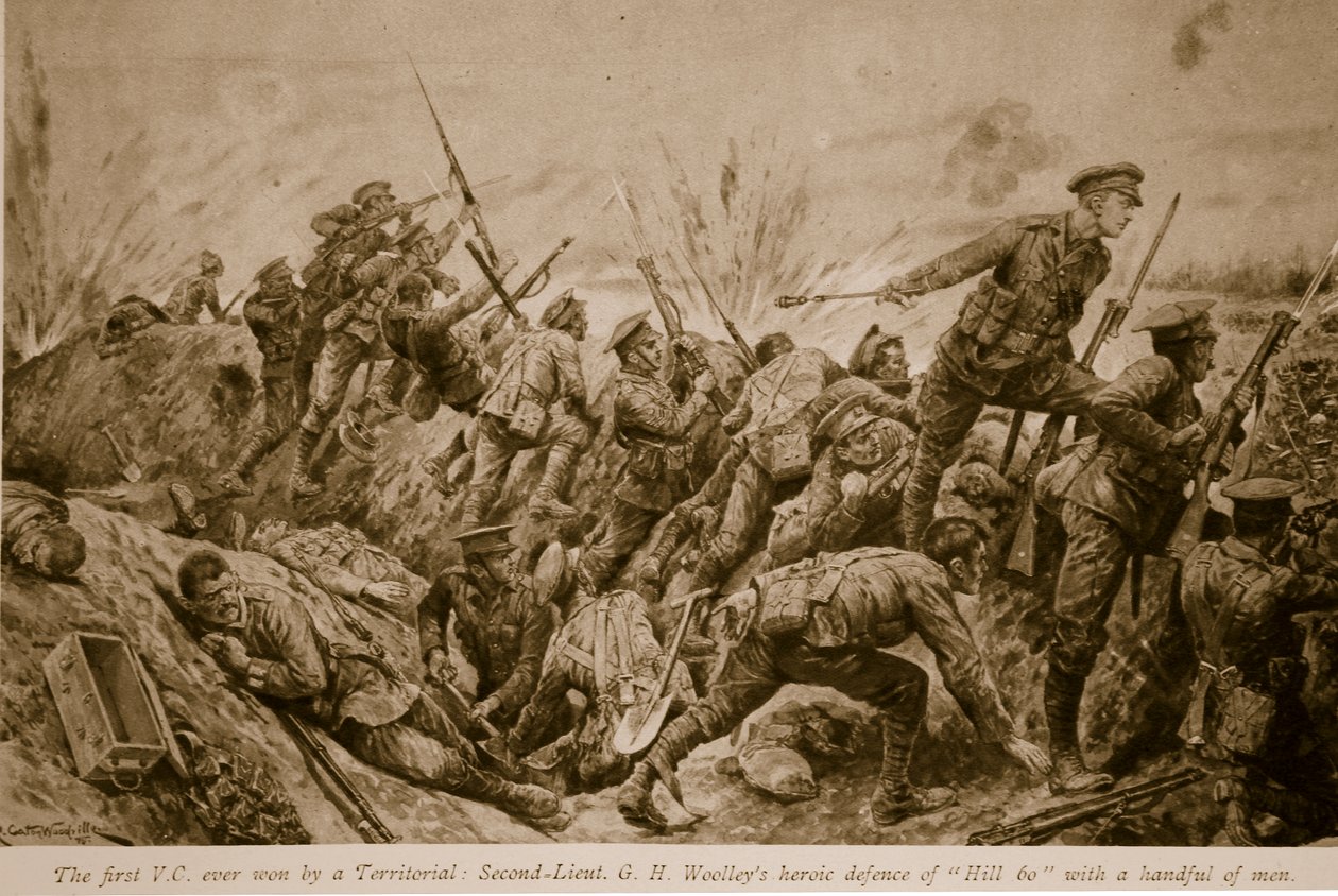 První V.C. vyhrál Territorial: Second Lieutenant G.H. Woolleyho hrdinská obrana 